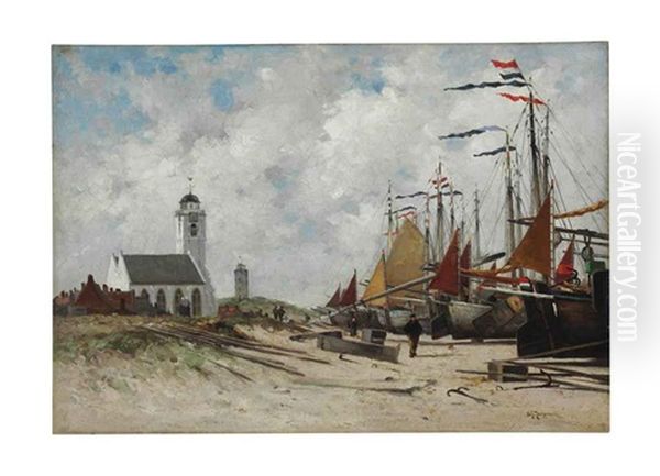 Beach Boats, Holland Oil Painting by Stephen Salisbury Tuckerman