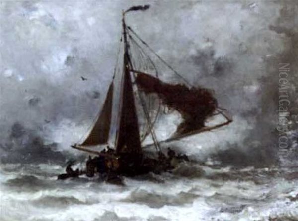 A Stormy Sea Oil Painting by Stephen Salisbury Tuckerman