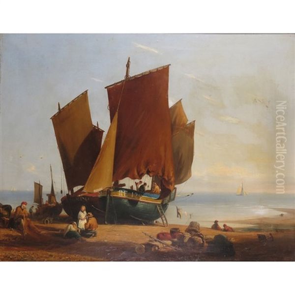 Fishing Boats At Rye Oil Painting by John Tudgay