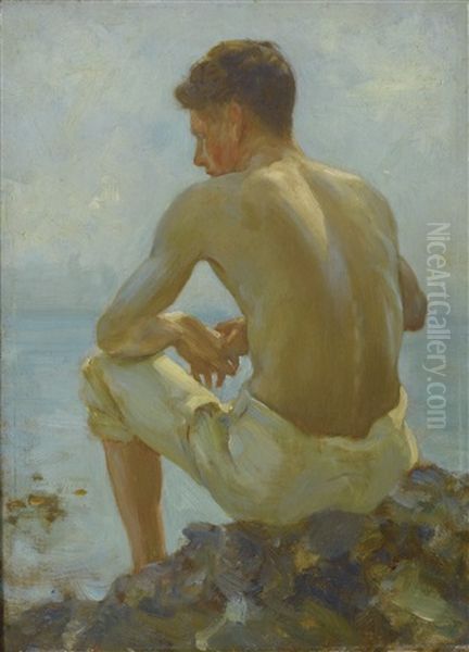 A Young Sailor Oil Painting by Henry Scott Tuke