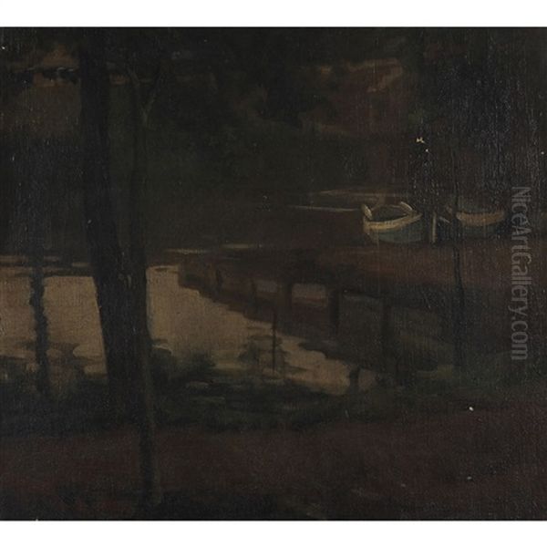 Evening At The Dock Oil Painting by Sydney Strickland Tully