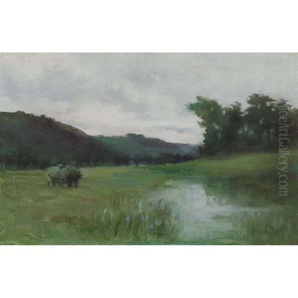 Landscape With Hay Wagon (dbl-sided) Oil Painting by Sydney Strickland Tully