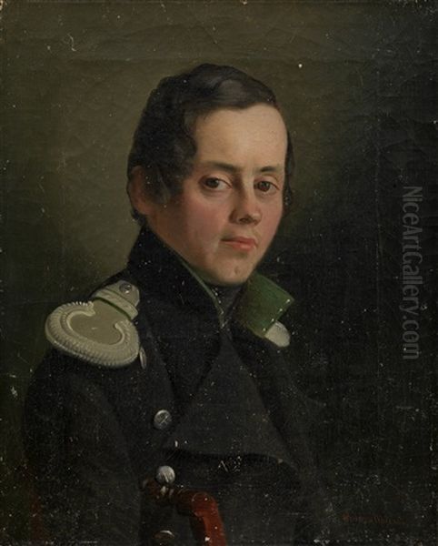 Portrait Of A Young Officer Oil Painting by Fedor Tulov