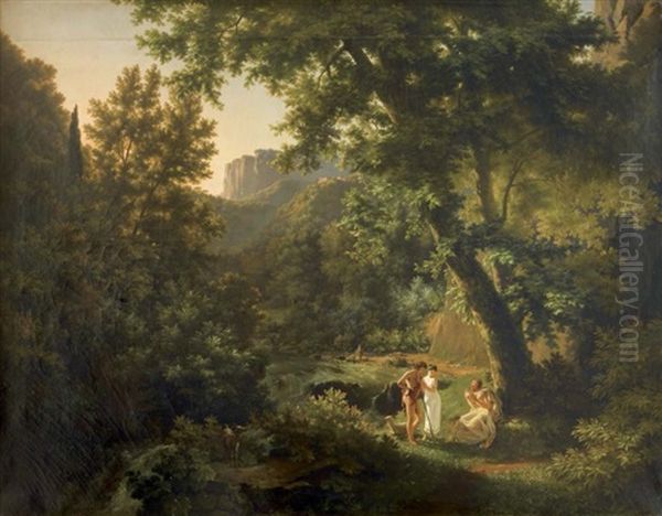 Daphnis Et Chloe Demandant A Un Vieux Chevrier Ce Que C'est Que L'amour Oil Painting by Lancelot Theodore Turpin De Crisse