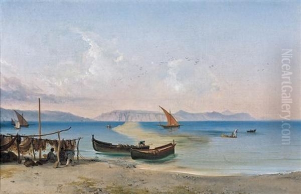 Vue De La Cote Italienne Oil Painting by Lancelot Theodore Turpin De Crisse