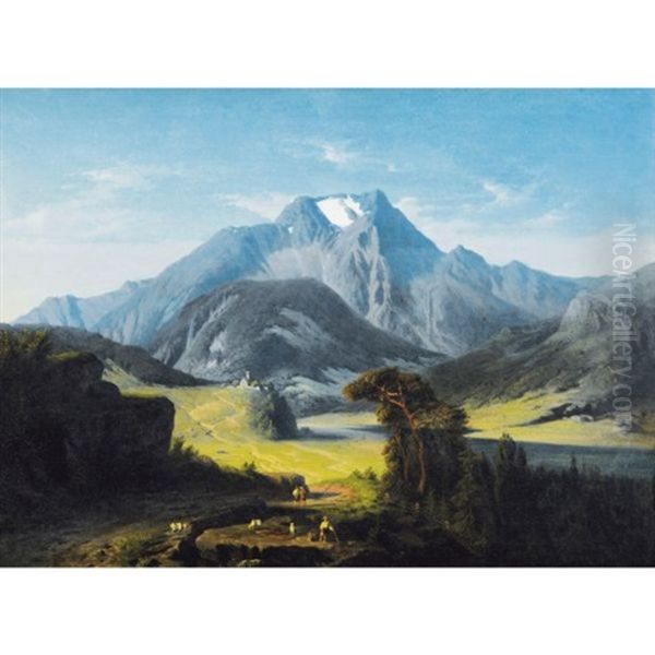 Vue De La Vallee De Giornico (?) (dans Le Tessin Suisse) Oil Painting by Lancelot Theodore Turpin De Crisse