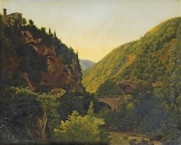 Pont Et Aqueduc En Ruine A San Cosimato Oil Painting by Lancelot Theodore Turpin De Crisse