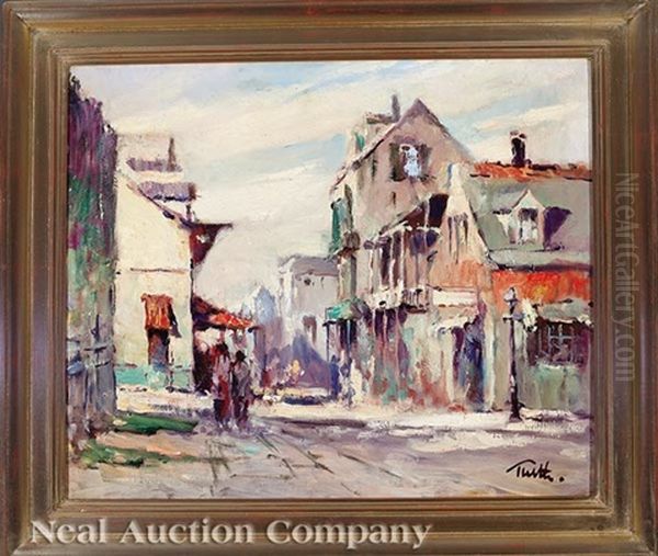 Toulouse And Bourbon Streets, French Quarter Oil Painting by Arnold E. Turtle