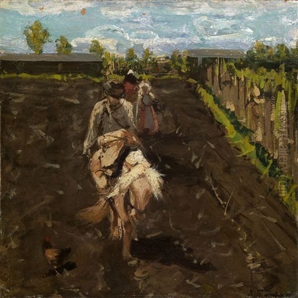 Tillage Oil Painting by Leonard (Leonid) Viktorovich Turzhansky