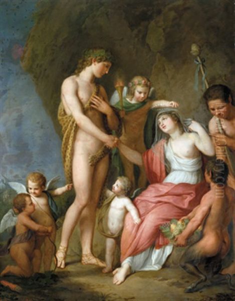 Die Hochzeit Von Bacchus Und Ariadne Auf Der Insel Naxos Im Agaischen Meer Oil Painting by Johann Tusch