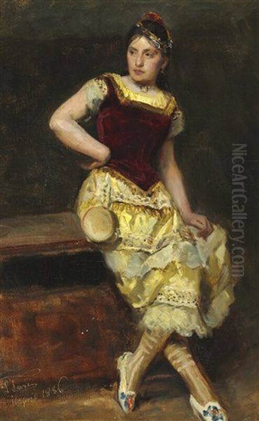 Portrait Of Ursule As An Italian Dancer Oil Painting by Laurits Regner Tuxen