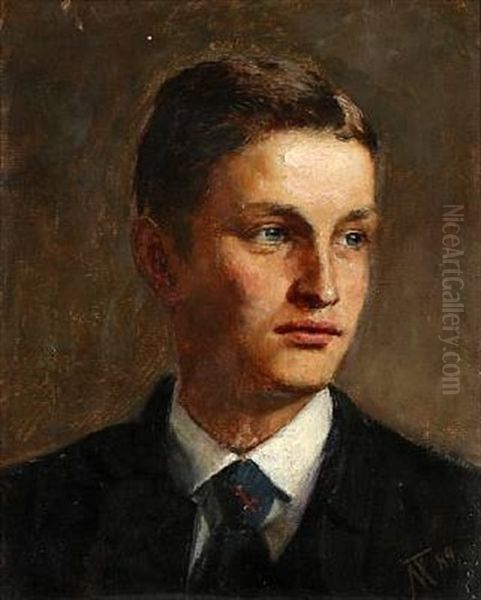 Portrait Of Peter Frederik Suhm (1872-1896), Son Of Peter N. Heering And Harriet, Nee Bramsen Oil Painting by Nicoline Tuxen