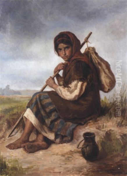 Young Peasant Girl Oil Painting by Ivan Ivanovitch Tvoroshnikov