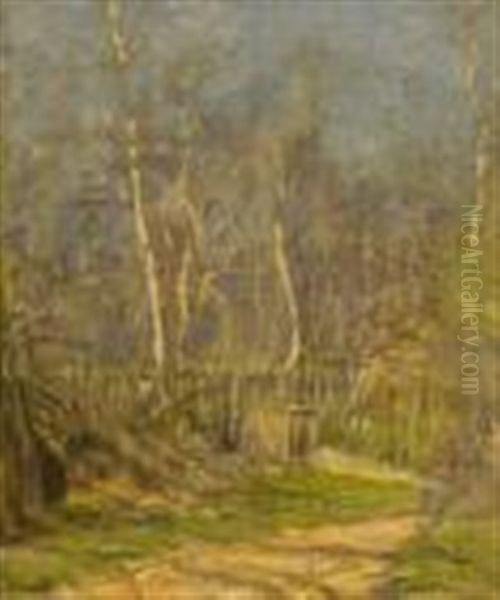 A Woodland Track In Spring Oil Painting by John Henry Twachtman