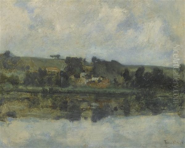 French River Scene (probably On The Bethune) Oil Painting by John Henry Twachtman