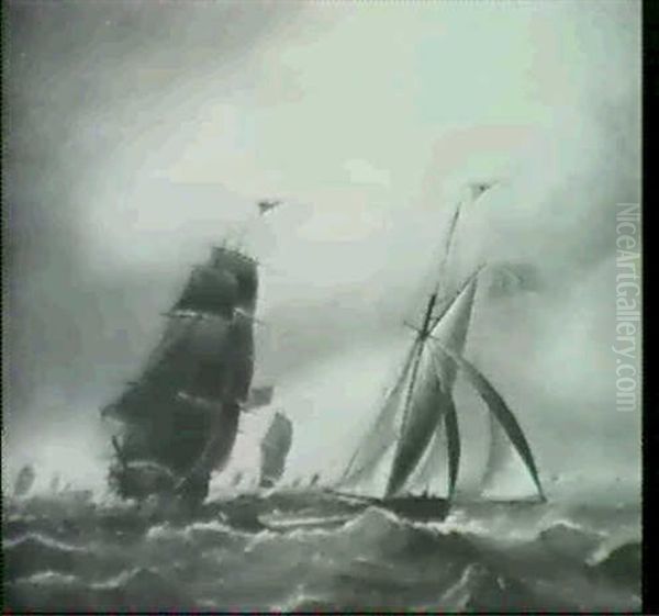 Segelschiffe Vor Der Englischen Kuste Auf Rauher See Oil Painting by William M. Tweedie