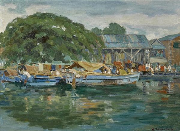 Hilo Sampens Near Old Suisan Fish Market In Hilo, Hawaii Oil Painting by William Twigg-Smith