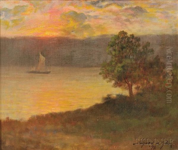 Sailboat At Sunset Oil Painting by Bayard Henry Tyler