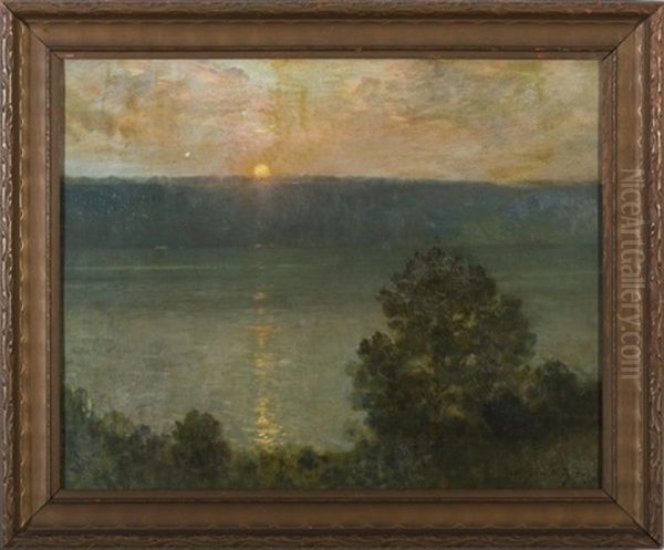 The Hudson River And The Palisades At Sunset Oil Painting by Bayard Henry Tyler