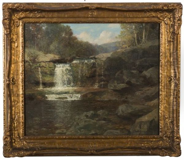 Catskill Mountain Stream With Waterfall by Bayard Henry Tyler