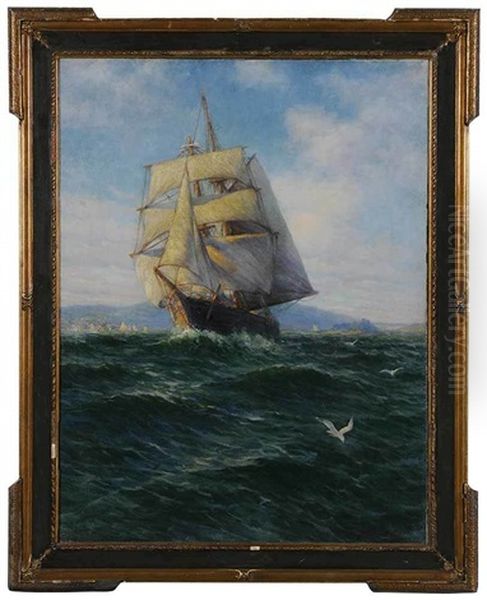 Schooner In Full Sail Oil Painting by James Gale Tyler