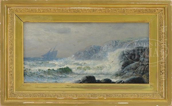 Coastal Seascape With Schooner Oil Painting by James Gale Tyler