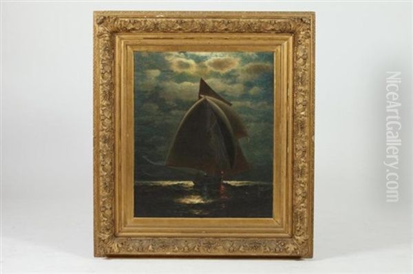 Sailboat At Night Oil Painting by James Gale Tyler