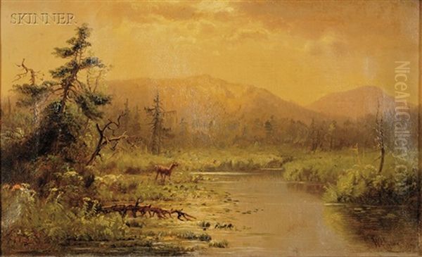 Deer In Landscape Oil Painting by William Tyler