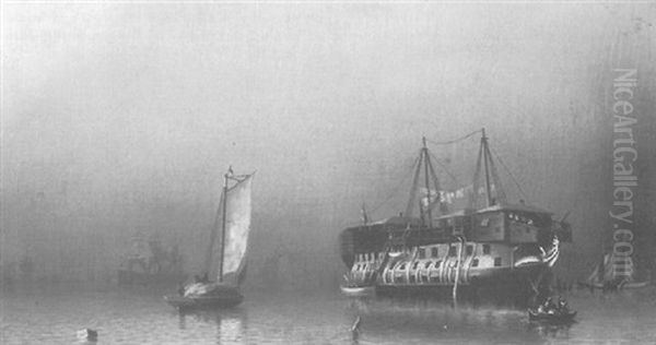 Hospital Ship On The Thames In A Fog by William Tyler