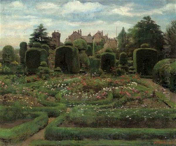 The Topiary Gardens, Levens Hall, Cumbria Oil Painting by Walter Frederick Roofe Tyndale