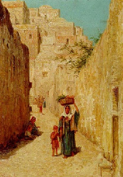 A Tunisian Backstreet Oil Painting by Walter Frederick Roofe Tyndale