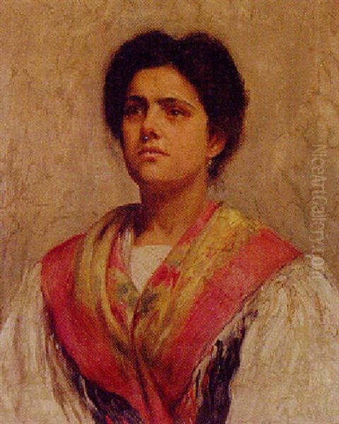 An Italian Beauty Oil Painting by Walter Frederick Roofe Tyndale