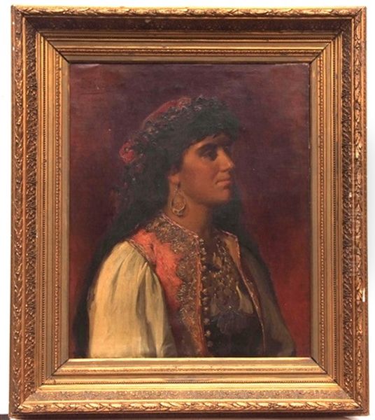 Portrait Of A Bejewelled Middle Eastern Lady Oil Painting by Louis (Lodewijk) Tytgat