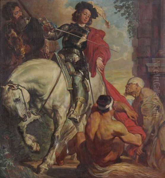 Saint-martin A Cheval (after Antoon Van Dyck) Oil Painting by Medard Tytgat