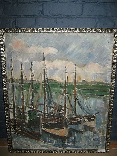 Bootjes Aan De Kade Oil Painting by Medard Tytgat