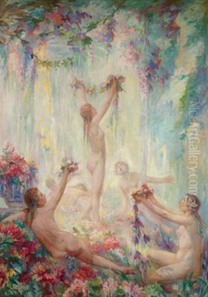 The Maidens Of Spring Oil Painting by Jean C. Ubaghs