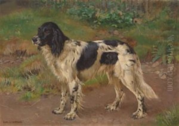 Engelsk Setter Oil Painting by Karl Kristian Uchermann