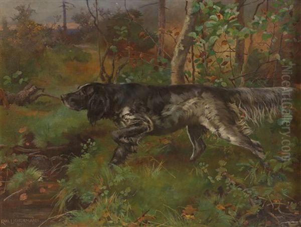 Engelsk Setter Oil Painting by Karl Kristian Uchermann