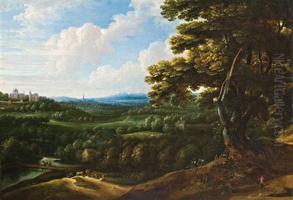 Landscape With Figures Oil Painting by Lucas Van Uden