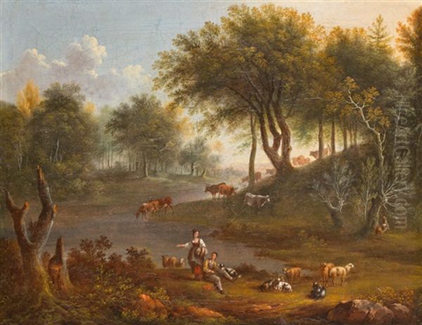 Idyllische Schaferszene Oil Painting by Lukas van Udens