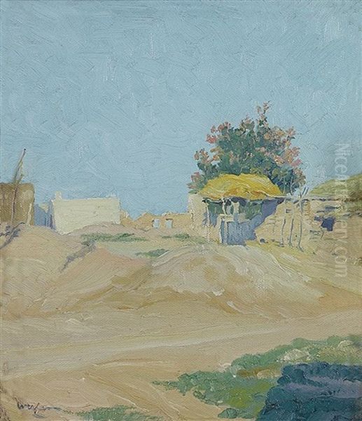 An Isleta Corral (isleta Reservation, New Mexico) Oil Painting by Walter Ufer