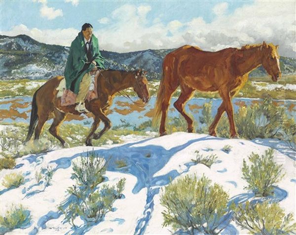 Trailing Homeward Oil Painting by Walter Ufer