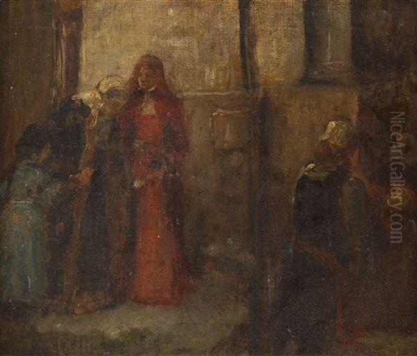 Der Kirchgang Oil Painting by Fritz von Uhde