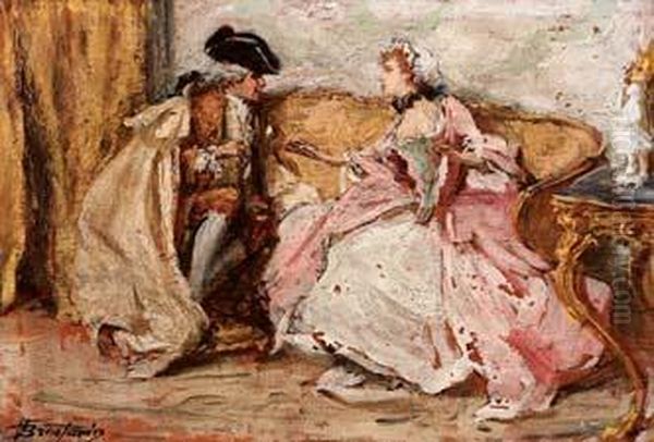 Le Confidenze Oil Painting by Vittorio Emanuele Bressanin