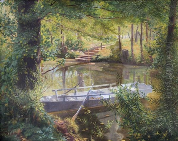 Ruderboot Am Flussufer Oil Painting by Louis Uhl