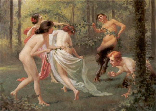 Nymphen Und Faune Oil Painting by Louis Uhl