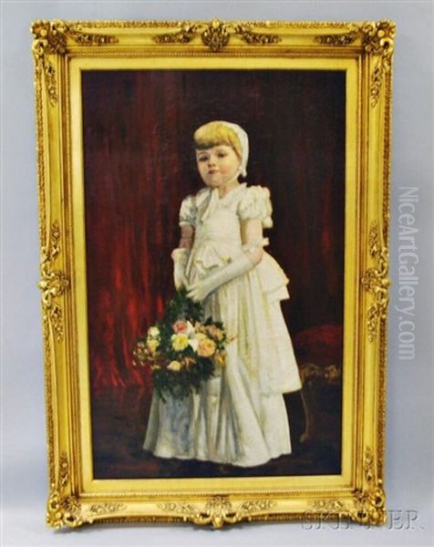 The Flower Girl Oil Painting by Silas Jerome Uhl