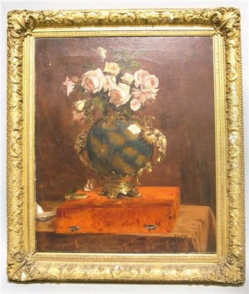 Still Life With Roses Oil Painting by Silas Jerome Uhl