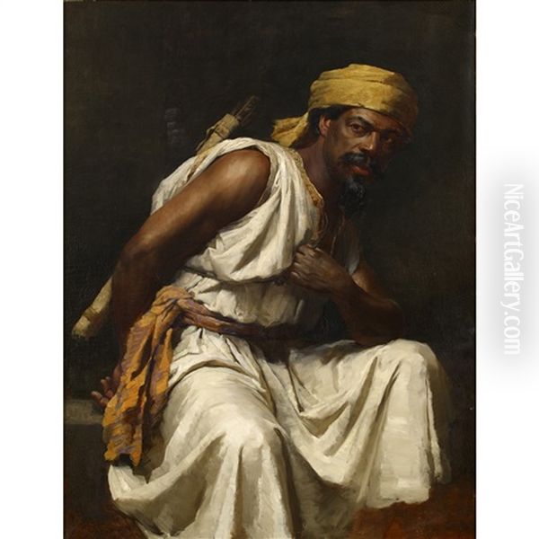 Portrait Of A Moor Oil Painting by Albert Bernard Uhle