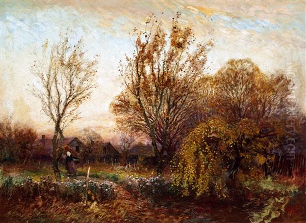 Autumn Mood Oil Painting by Ignac Ujvary